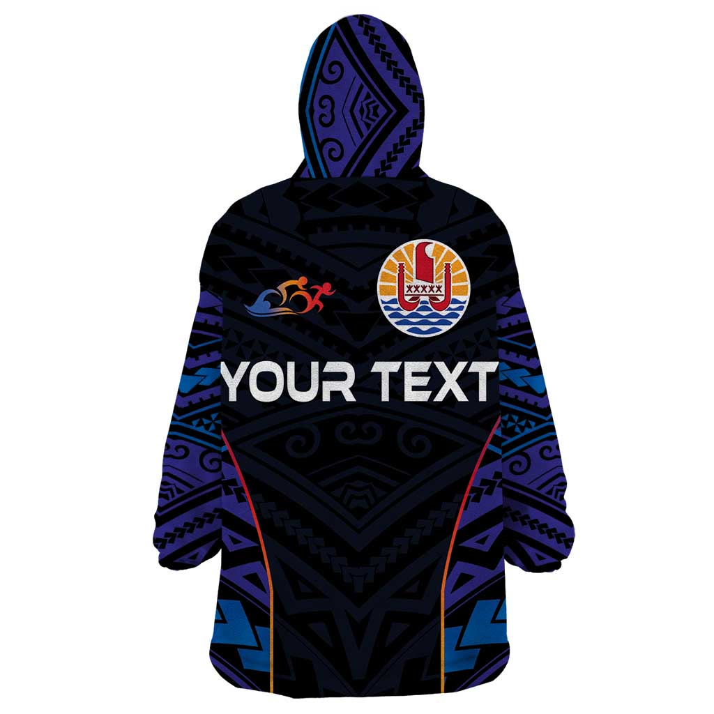 Personalised Tahiti Triathlon Polynesian Pattern Wearable Blanket Hoodie LT03 - Polynesian Pride