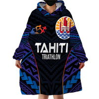 Personalised Tahiti Triathlon Polynesian Pattern Wearable Blanket Hoodie LT03 - Polynesian Pride