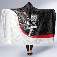 Personalised Aotearoa Lawn Bowls Hooded Blanket Maori Warrior and Silver Fern Sporty Style LT03 One Size Black - Polynesian Pride