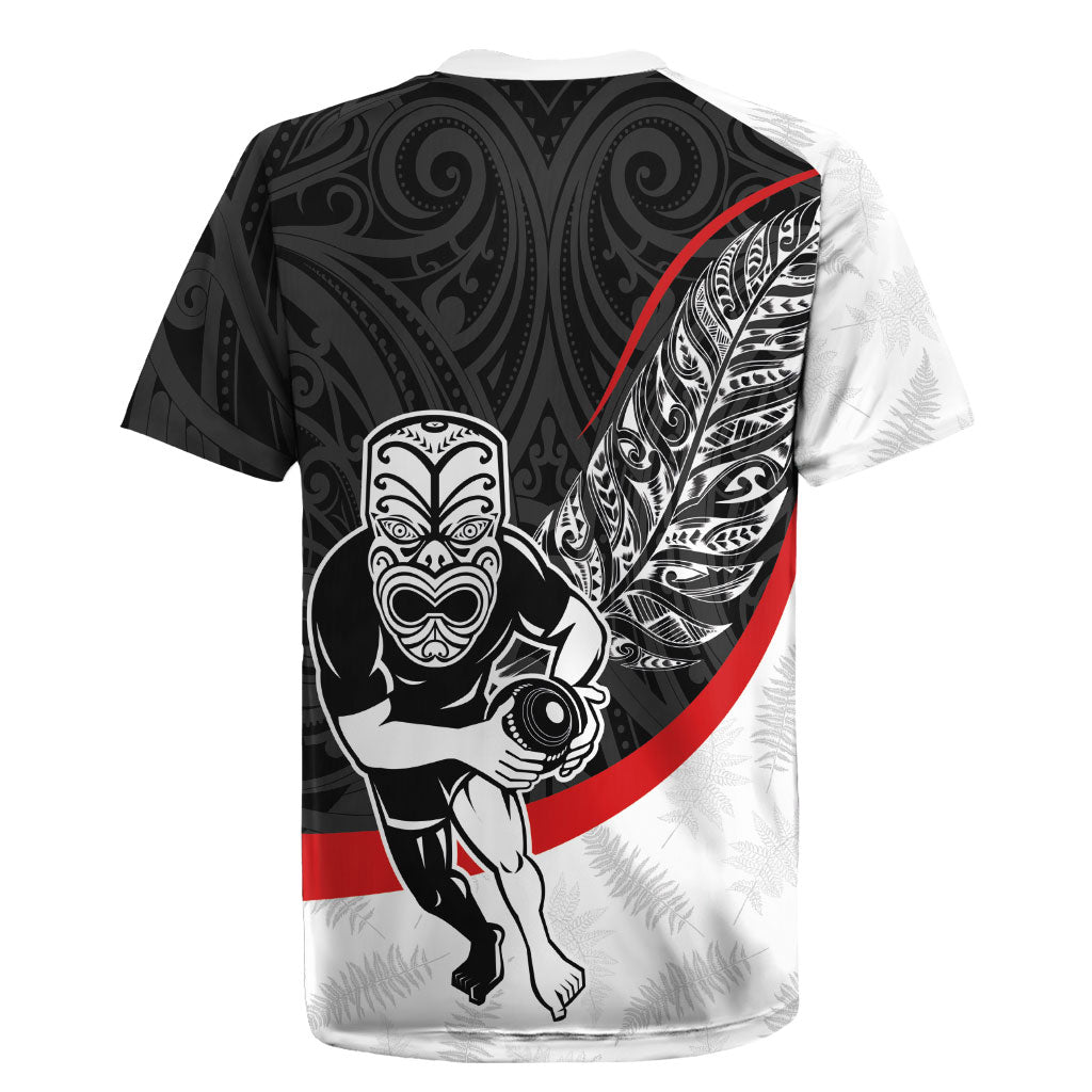Personalised Aotearoa Lawn Bowls Rugby Jersey Maori Warrior and Silver Fern Sporty Style LT03 - Polynesian Pride