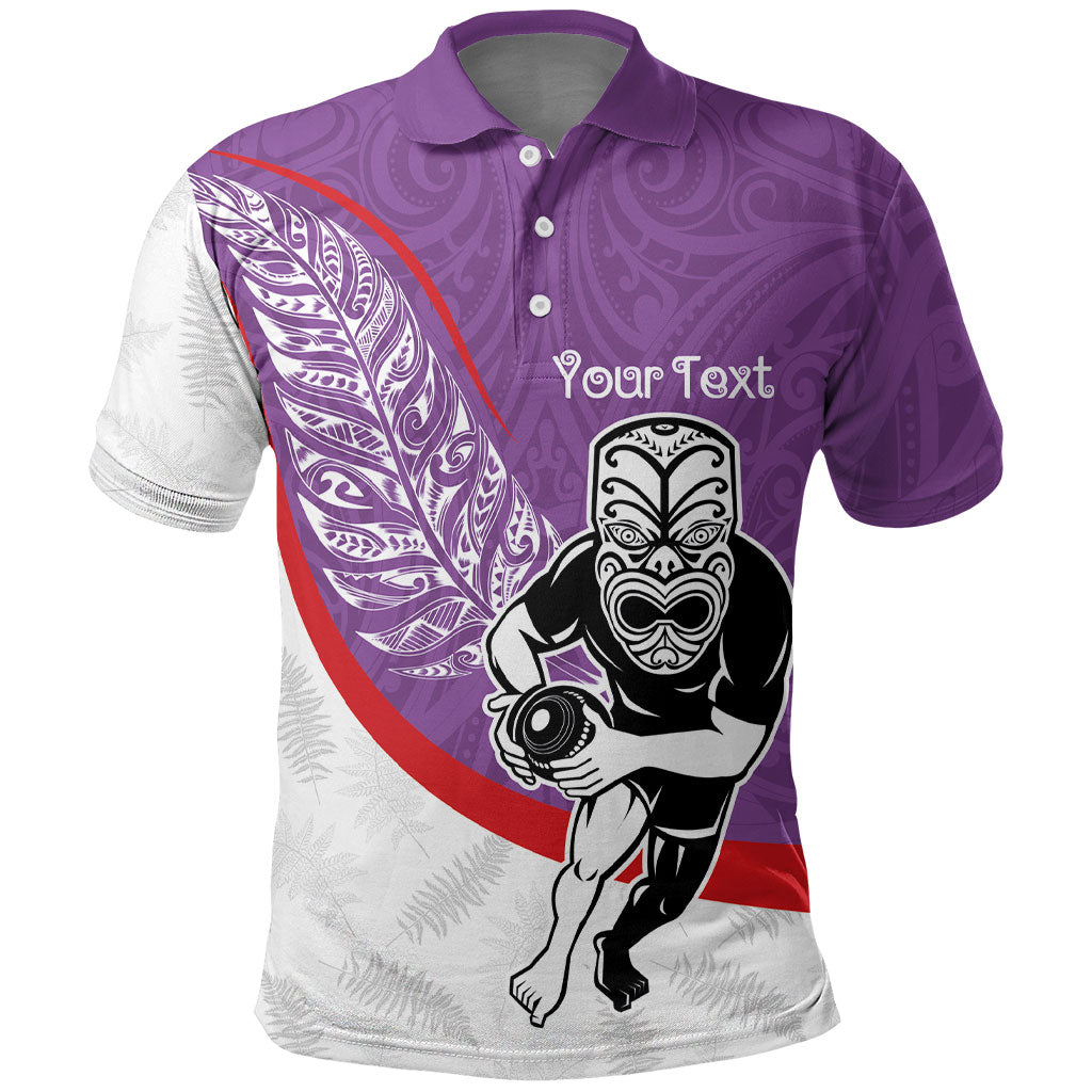 Personalised Aotearoa Lawn Bowls Polo Shirt Maori Warrior and Silver Fern Sporty Style Purple LT03 Purple - Polynesian Pride
