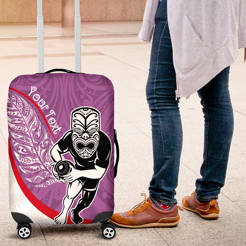 Personalised Aotearoa Lawn Bowls Luggage Cover Maori Warrior and Silver Fern Sporty Style Pink LT03 Pink - Polynesian Pride