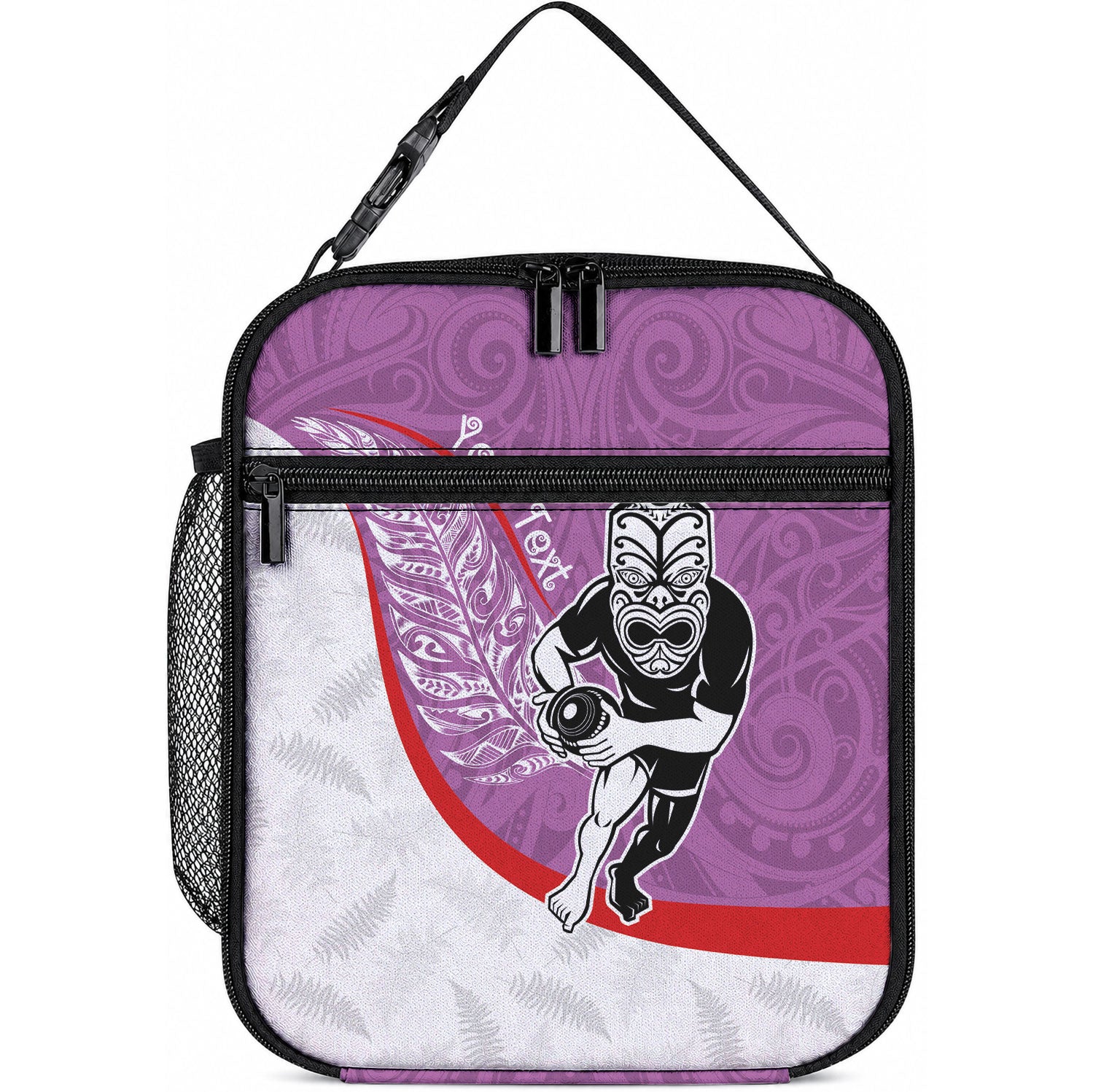 Personalised Aotearoa Lawn Bowls Lunch Bag Maori Warrior and Silver Fern Sporty Style Pink LT03 10.2 × 8.3 × 4.3 inch Pink - Polynesian Pride