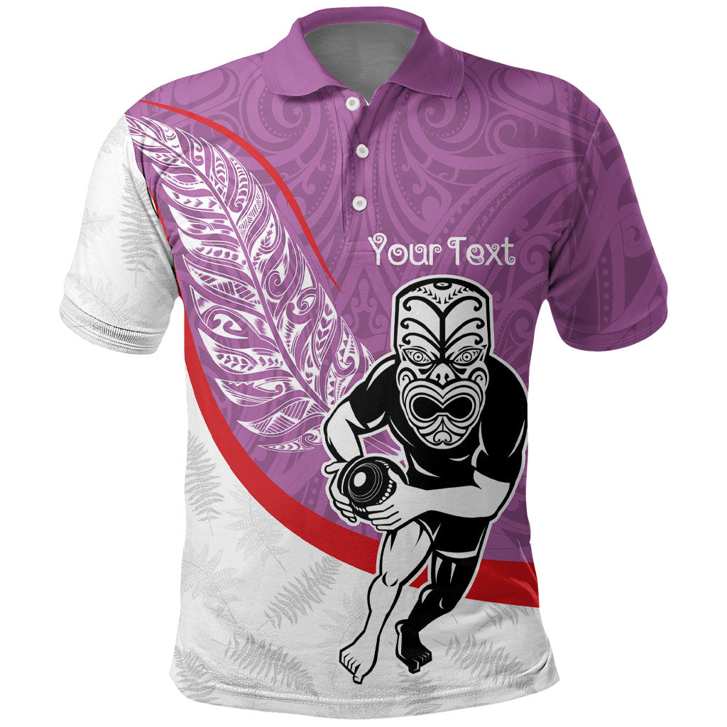 Personalised Aotearoa Lawn Bowls Polo Shirt Maori Warrior and Silver Fern Sporty Style Pink LT03 Pink - Polynesian Pride