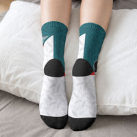 Aotearoa Lawn Bowls Crew Socks Maori Warrior and Silver Fern Sporty Style Teal LT03 - Polynesian Pride