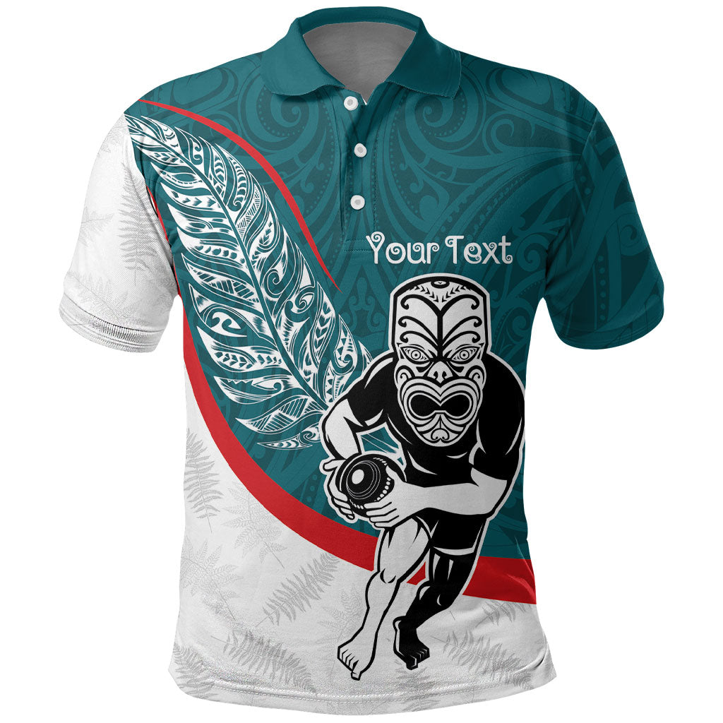Personalised Aotearoa Lawn Bowls Polo Shirt Maori Warrior and Silver Fern Sporty Style Teal LT03 Teal - Polynesian Pride