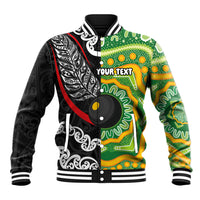Personalised Aotearoa and Australia Lawn Bowls Baseball Jacket Maori Fern and Aboriginal Pattern LT03 Unisex Multicolor - Polynesian Pride