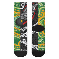 Aotearoa and Australia Lawn Bowls Crew Socks Maori Fern and Aboriginal Pattern LT03 - Polynesian Pride