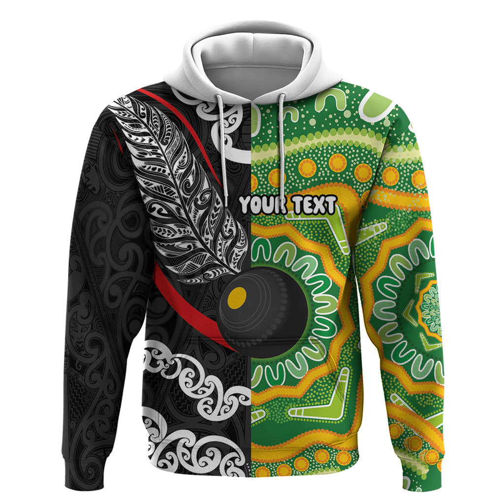 Personalised Aotearoa and Australia Lawn Bowls Hoodie Maori Fern and Aboriginal Pattern LT03 Pullover Hoodie Multicolor - Polynesian Pride