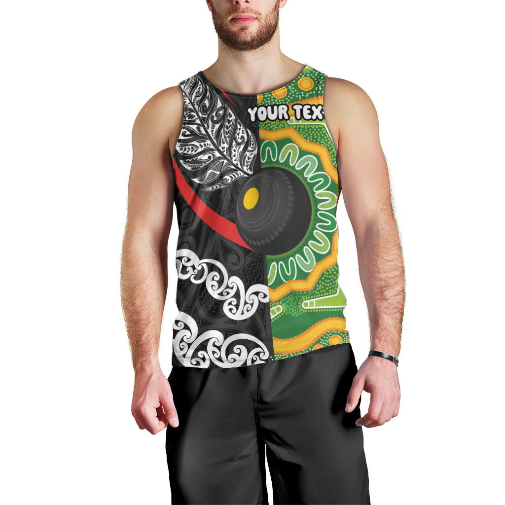 Personalised Aotearoa and Australia Lawn Bowls Men Tank Top Maori Fern and Aboriginal Pattern LT03 - Polynesian Pride