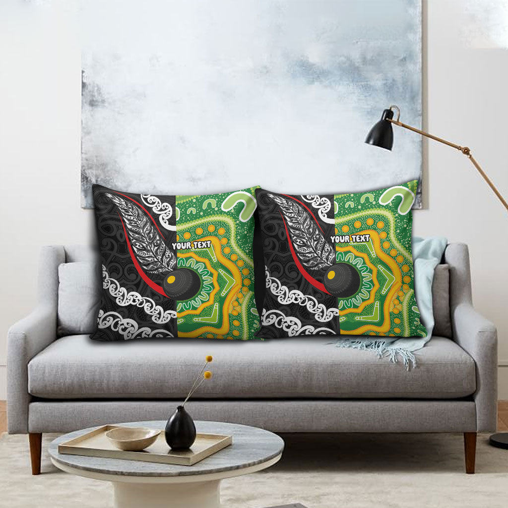 Personalised Aotearoa and Australia Lawn Bowls Pillow Cover Maori Fern and Aboriginal Pattern LT03 - Polynesian Pride