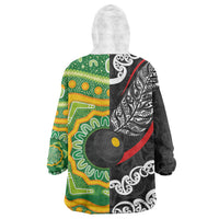 Personalised Aotearoa and Australia Lawn Bowls Wearable Blanket Hoodie Maori Fern and Aboriginal Pattern LT03 - Polynesian Pride