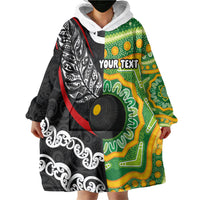 Personalised Aotearoa and Australia Lawn Bowls Wearable Blanket Hoodie Maori Fern and Aboriginal Pattern LT03 - Polynesian Pride