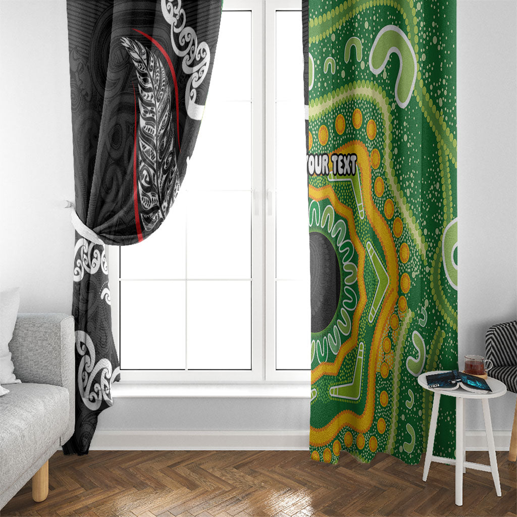 Personalised Aotearoa and Australia Lawn Bowls Window Curtain Maori Fern and Aboriginal Pattern LT03 - Polynesian Pride