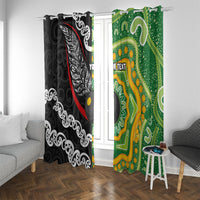 Personalised Aotearoa and Australia Lawn Bowls Window Curtain Maori Fern and Aboriginal Pattern LT03 With Grommets Multicolor - Polynesian Pride