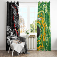 Personalised Aotearoa and Australia Lawn Bowls Window Curtain Maori Fern and Aboriginal Pattern LT03 - Polynesian Pride