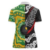 Personalised Aotearoa and Australia Lawn Bowls Women Polo Shirt Maori Fern and Aboriginal Pattern LT03 - Polynesian Pride