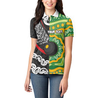 Personalised Aotearoa and Australia Lawn Bowls Women Polo Shirt Maori Fern and Aboriginal Pattern LT03 - Polynesian Pride