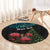 Personalized New Zealand Christmas Round Carpet Maori Santa Pikorua and Pohutukawa Meri Kirihimete LT03 - Polynesian Pride