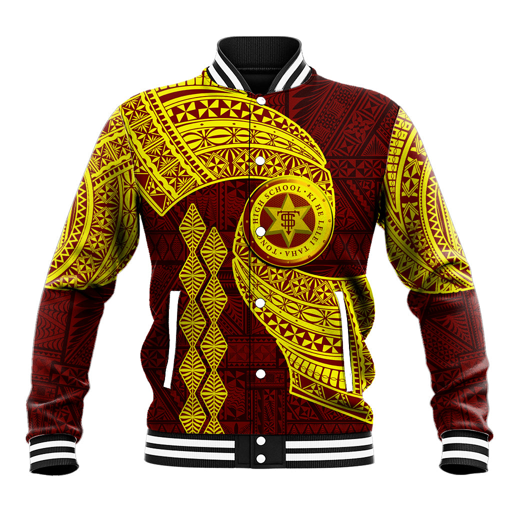 Tonga High School Baseball Jacket Traditional Ngatu and Polynesian Pattern LT03 Unisex Yellow - Polynesian Pride