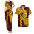 Tonga High School Couples Matching Tank Maxi Dress and Hawaiian Shirt Traditional Ngatu and Polynesian Pattern LT03 Yellow - Polynesian Pride