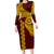 Tonga High School Family Matching Long Sleeve Bodycon Dress and Hawaiian Shirt Traditional Ngatu and Polynesian Pattern LT03 Mom's Dress Yellow - Polynesian Pride