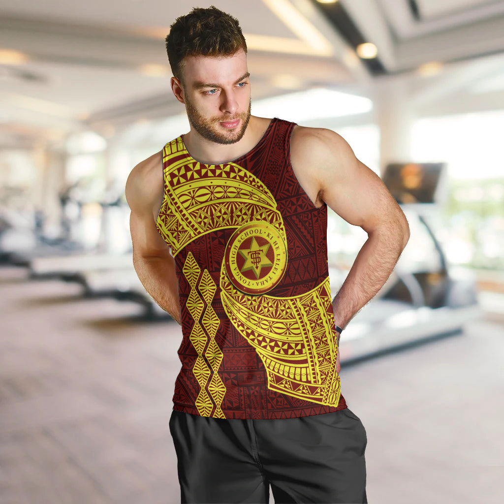 Tonga High School Men Tank Top Traditional Ngatu and Polynesian Pattern LT03 Yellow - Polynesian Pride