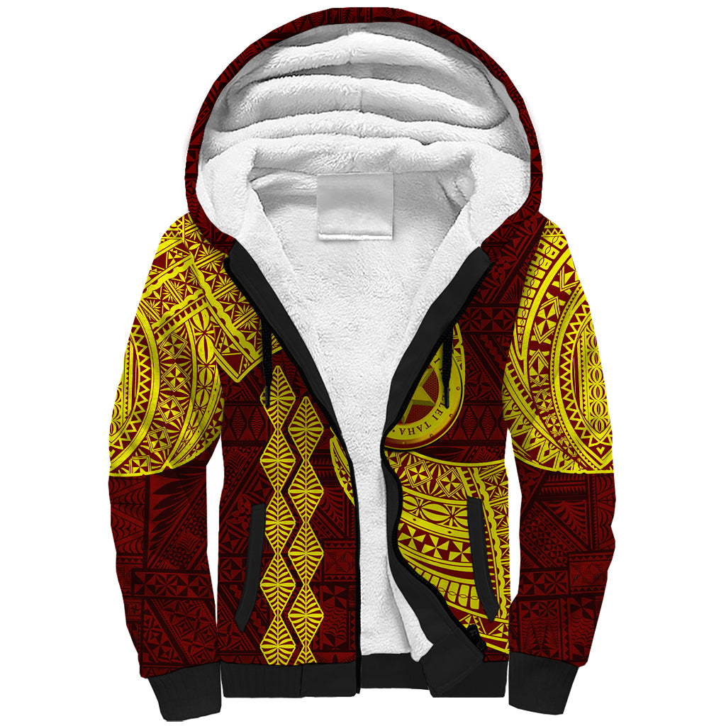 Tonga High School Sherpa Hoodie Traditional Ngatu and Polynesian Pattern LT03 Unisex Yellow - Polynesian Pride