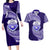 Tonga Tupou High School Couples Matching Long Sleeve Bodycon Dress and Hawaiian Shirt Traditional Ngatu and Polynesian Pattern LT03 Blue - Polynesian Pride