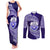 Tonga Tupou High School Couples Matching Tank Maxi Dress and Long Sleeve Button Shirt Traditional Ngatu and Polynesian Pattern LT03 Blue - Polynesian Pride