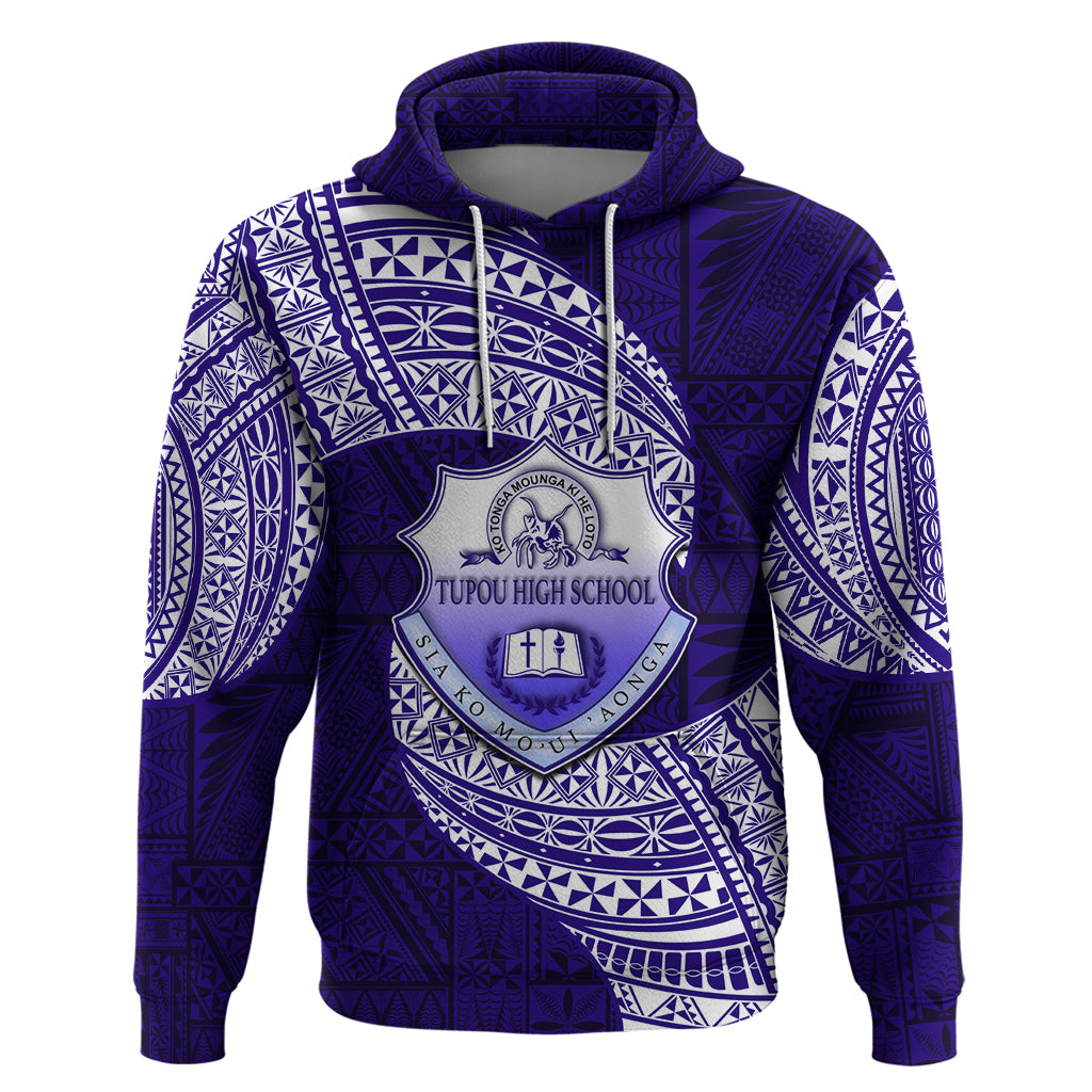 Tonga Tupou High School Hoodie Traditional Ngatu and Polynesian Pattern LT03 Pullover Hoodie Blue - Polynesian Pride