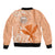 Kanaka Maoli Tropical Flowers with Kakau Tribal Bomber Jacket Peach Fuzz Color LT03 - Polynesian Pride