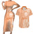 Kanaka Maoli Tropical Flowers with Kakau Tribal Couples Matching Short Sleeve Bodycon Dress and Hawaiian Shirt Peach Fuzz Color LT03 Peach Fuzz - Polynesian Pride