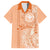 Kanaka Maoli Tropical Flowers with Kakau Tribal Family Matching Long Sleeve Bodycon Dress and Hawaiian Shirt Peach Fuzz Color LT03 Dad's Shirt - Short Sleeve Peach Fuzz - Polynesian Pride