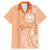 Kanaka Maoli Tropical Flowers with Kakau Tribal Family Matching Mermaid Dress and Hawaiian Shirt Peach Fuzz Color LT03 Dad's Shirt - Short Sleeve Peach Fuzz - Polynesian Pride