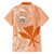 Kanaka Maoli Tropical Flowers with Kakau Tribal Family Matching Short Sleeve Bodycon Dress and Hawaiian Shirt Peach Fuzz Color LT03 - Polynesian Pride