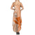 Kanaka Maoli Tropical Flowers with Kakau Tribal Summer Maxi Dress Peach Fuzz Color LT03 - Polynesian Pride