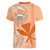 Kanaka Maoli Tropical Flowers with Kakau Tribal Women V Neck T Shirt Peach Fuzz Color LT03 - Polynesian Pride