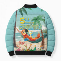 Aloha Hawaii It's 5 o'clock Somewhere Bomber Puffer Jacket Chill Parrot on Beach with Tropical Plants LT03 - Polynesian Pride