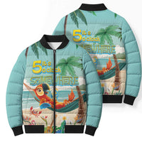 Aloha Hawaii It's 5 o'clock Somewhere Bomber Puffer Jacket Chill Parrot on Beach with Tropical Plants LT03 - Polynesian Pride