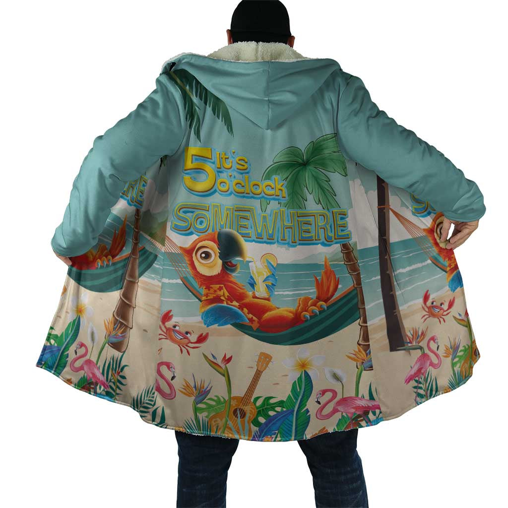 Aloha Hawaii It's 5 o'clock Somewhere Cloak Chill Parrot on Beach with Tropical Plants LT03 - Polynesian Pride