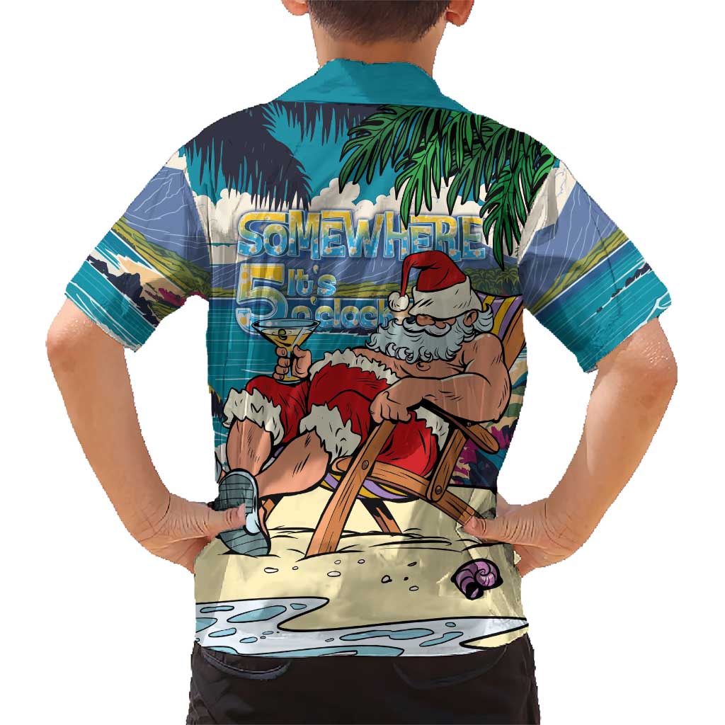 Mele Kalikimaka Hawaii It's 5 o'clock Somewhere Kid Hawaiian Shirt