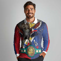 Custom Philippines World Champion Boxing Long Sleeve Polo Shirt Eagle-Grunge Design LT03 - Polynesian Pride