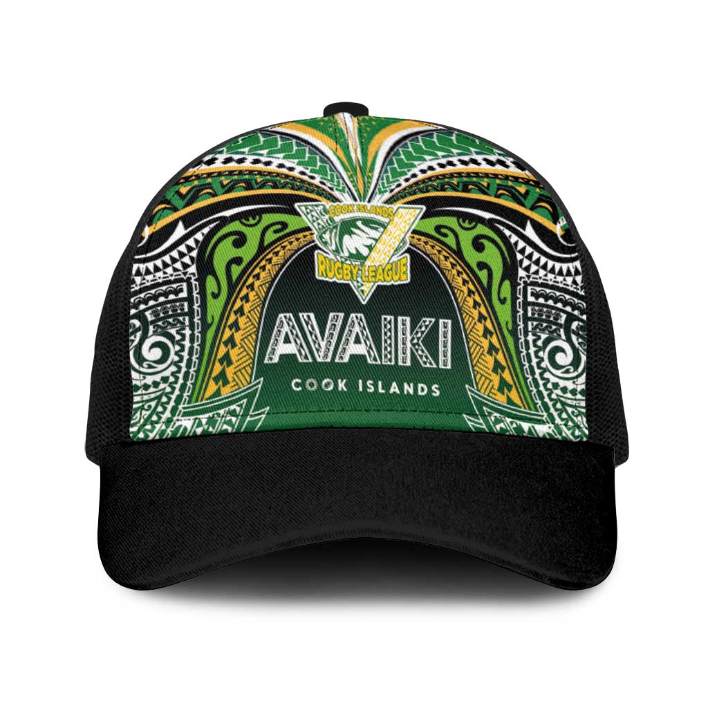 Cook Islands Rugby League Baseball Net Cap Avaiki Tatau Tribal Motifs Black Color LT03 One Size Black Black - Polynesian Pride