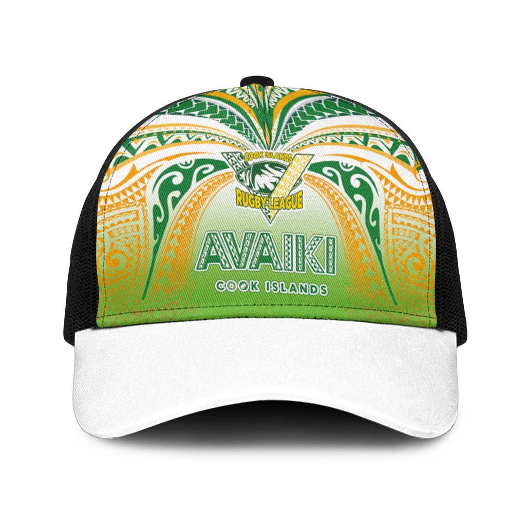 Cook Islands Rugby League Baseball Net Cap Avaiki Tatau Tribal Motifs White Color LT03 One Size Black White - Polynesian Pride