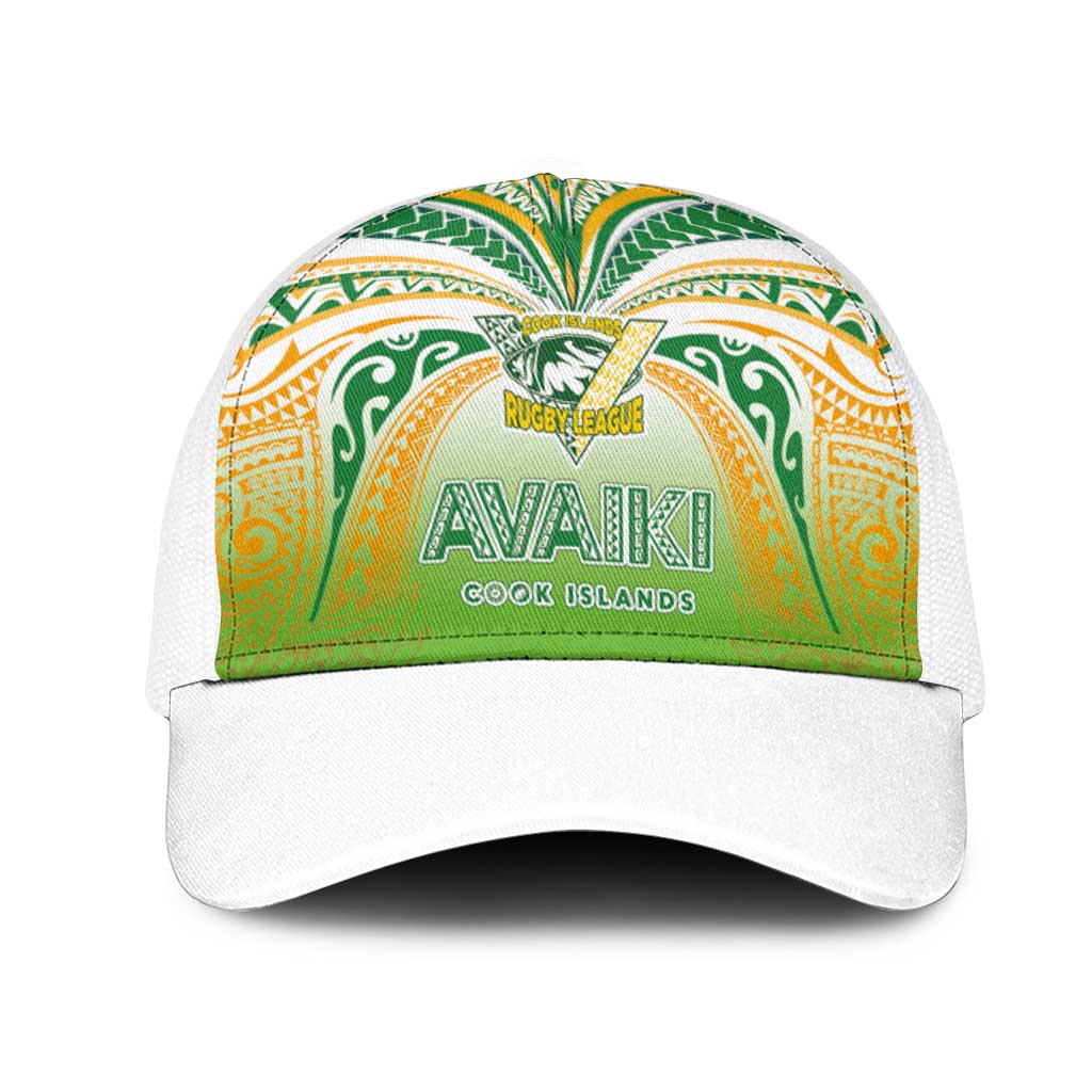 Cook Islands Rugby League Mesh Trucker Cap Avaiki Tatau Tribal Motifs White Color LT03 One Size White White - Polynesian Pride