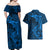 Polynesian Dolphin Valentine Day Couples Matching Off Shoulder Maxi Dress and Hawaiian Shirt Hibiscus and Tribal Tattoo Blue Style LT03 - Polynesian Pride