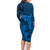 Polynesian Dolphin Valentine Day Family Matching Long Sleeve Bodycon Dress and Hawaiian Shirt Hibiscus and Tribal Tattoo Blue Style LT03 - Polynesian Pride