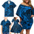 Polynesian Dolphin Valentine Day Family Matching Off Shoulder Short Dress and Hawaiian Shirt Hibiscus and Tribal Tattoo Blue Style LT03 - Polynesian Pride