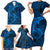 Polynesian Dolphin Valentine Day Family Matching Short Sleeve Bodycon Dress and Hawaiian Shirt Hibiscus and Tribal Tattoo Blue Style LT03 - Polynesian Pride